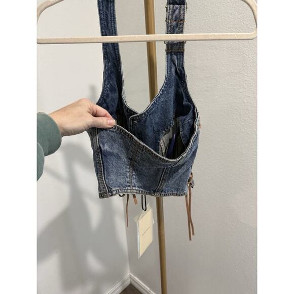 GRLFRND Phoebe Laced Halter Top in Nashville Suede Small New‎ With Tags - Picture 8 of 11